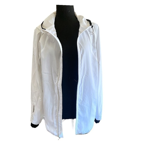 Champion Lightweight Polyester Jacket White/Black Trim Womens Size Medium ECU - Picture 2 of 12